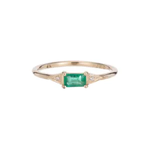 Emerald Cut Emerald Deco Ring