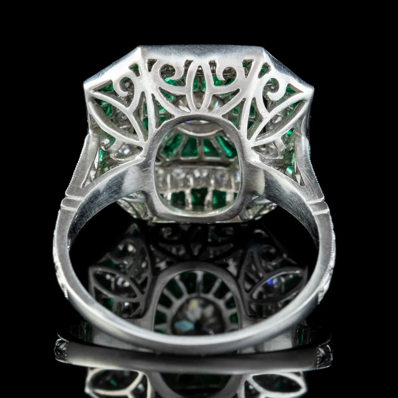 Emerald Diamond Cluster Ring Platinum 1.50ct Emerald 1.30ct Diamond