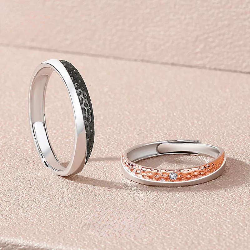 Engraved Real Silver Promise Rings for Him and Her