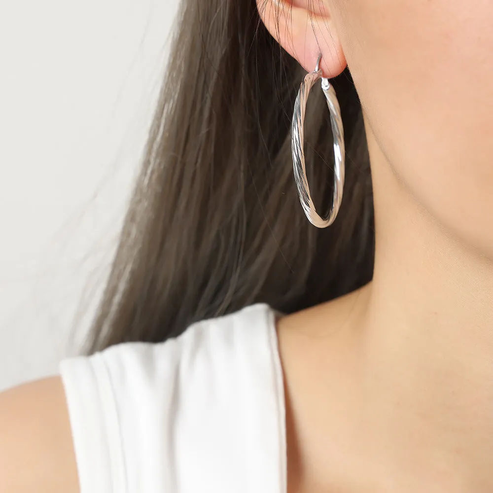 Exaggerated Circle Earrings with Glossy Finish in Titanium Steel