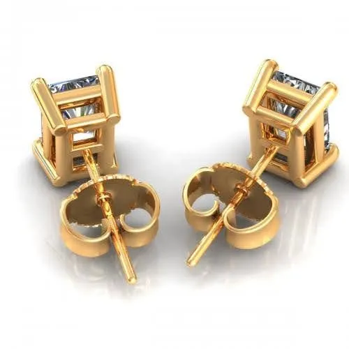 Exclusive 0.80CT Radiant Cut Diamond Stud Earrings in 14KT Yellow Gold