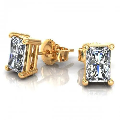 Exclusive 0.80CT Radiant Cut Diamond Stud Earrings in 14KT Yellow Gold