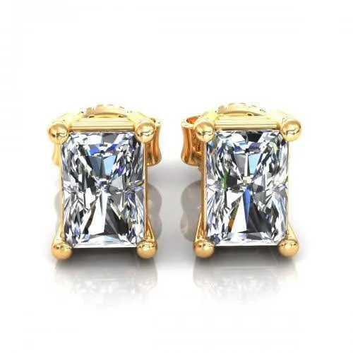 Exclusive 0.80CT Radiant Cut Diamond Stud Earrings in 14KT Yellow Gold