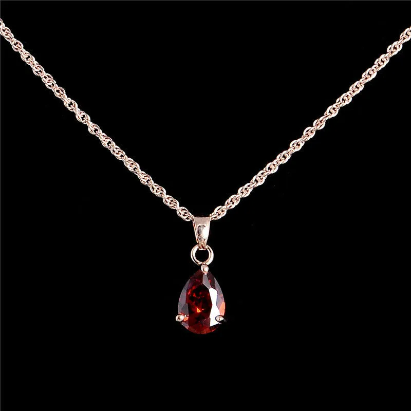 Fashion 18k gold filled AAA Oval Cut cubic zirconia CZ Charming necklace Cute pendant drop earrings jewelry set