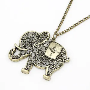 Fashion cute Europe and the United States retro personality hollow out elephant Metal Necklace&Pendants For Women