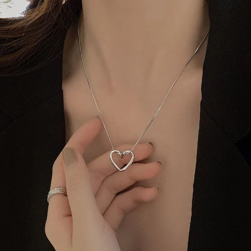 Fashion Heart Pendant Necklace for Girls Women Korean Trend Long Sweater Neck Chain Necklaces Cute Chokers Jewelry