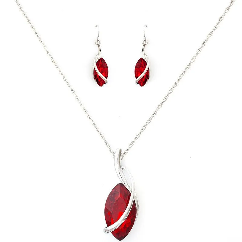 Fashion Jewelry Sets Crystal Red Necklace Woman's Necklace Earring Set New Party Gifts