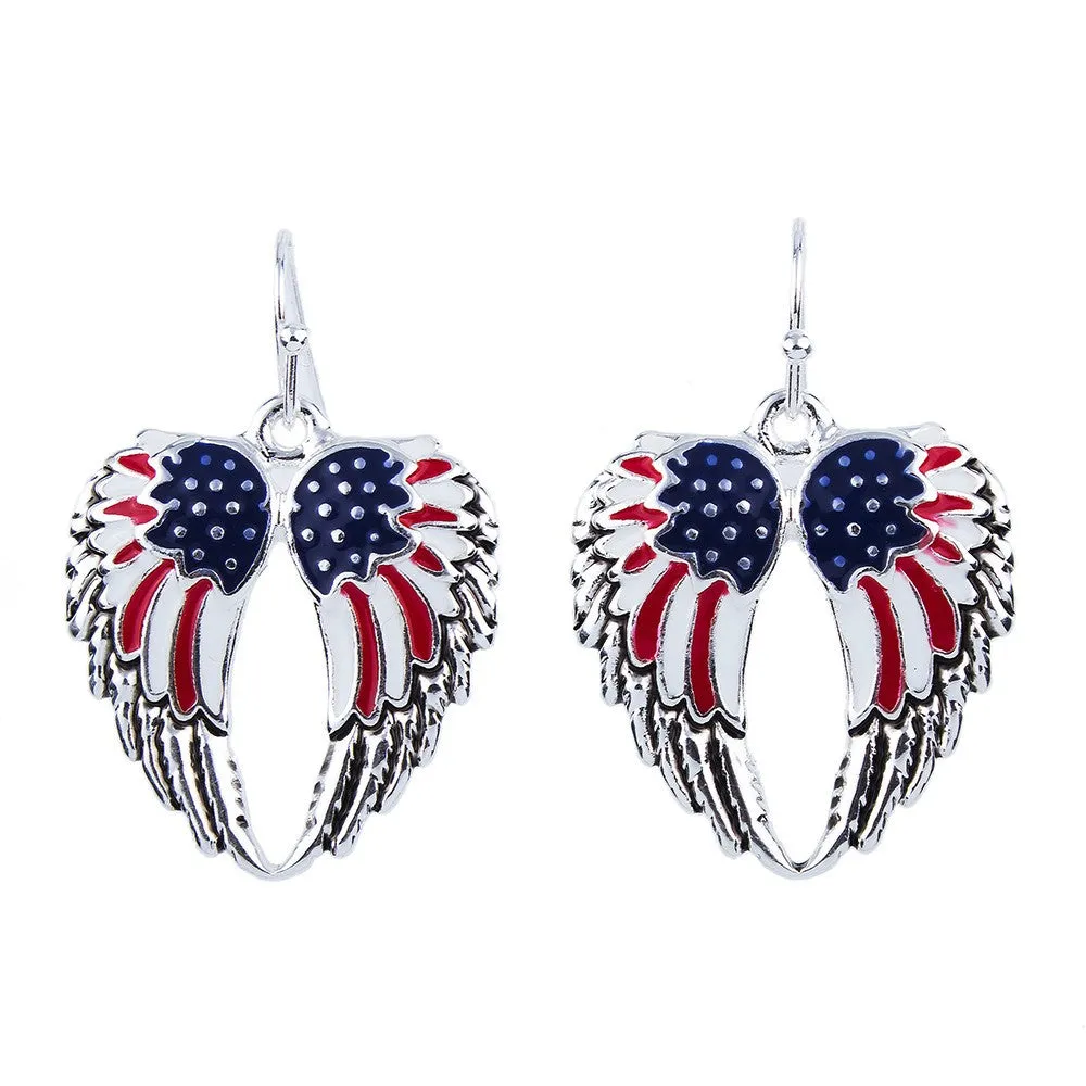 Fashion Jewelry Sets Hight Quality Necklace Sets For Women Jewelry Multicolor USA Flag Unique Wing Design Party Gift