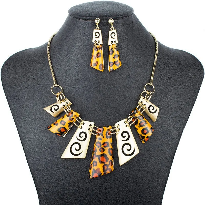 Fashion Leopard Jewelry Sets Woman's Necklace Earring Set Wedding Jewelry Sets New High Quality Party Gifts