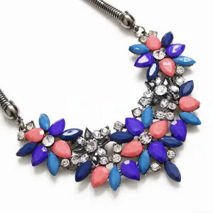 Fashion Necklaces For Women Fabric Acrylic Resin Flower Necklace Collar Statement Necklace Pendant