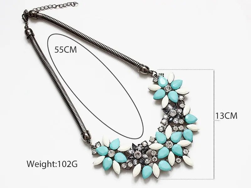 Fashion Necklaces For Women Fabric Acrylic Resin Flower Necklace Collar Statement Necklace Pendant