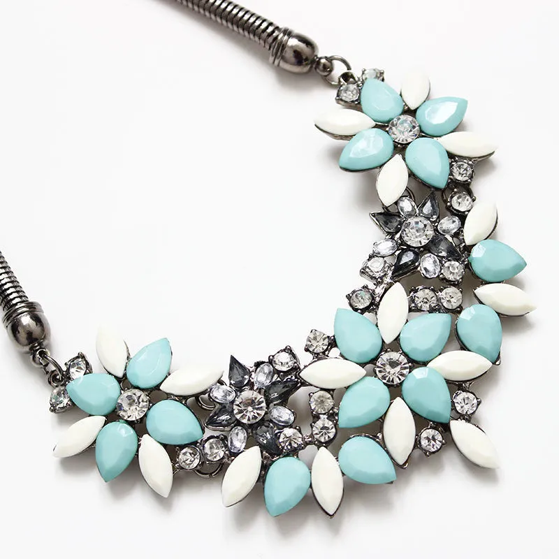 Fashion Necklaces For Women Fabric Acrylic Resin Flower Necklace Collar Statement Necklace Pendant