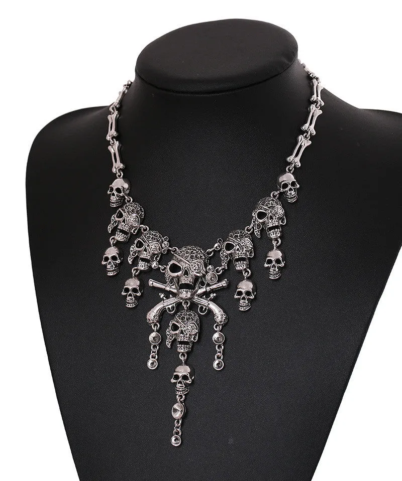 Fashion Pirates of the Caribbean Design Choker Jewelry Vintage Bones Chains Rhinestones Skulls Pendants Necklaces