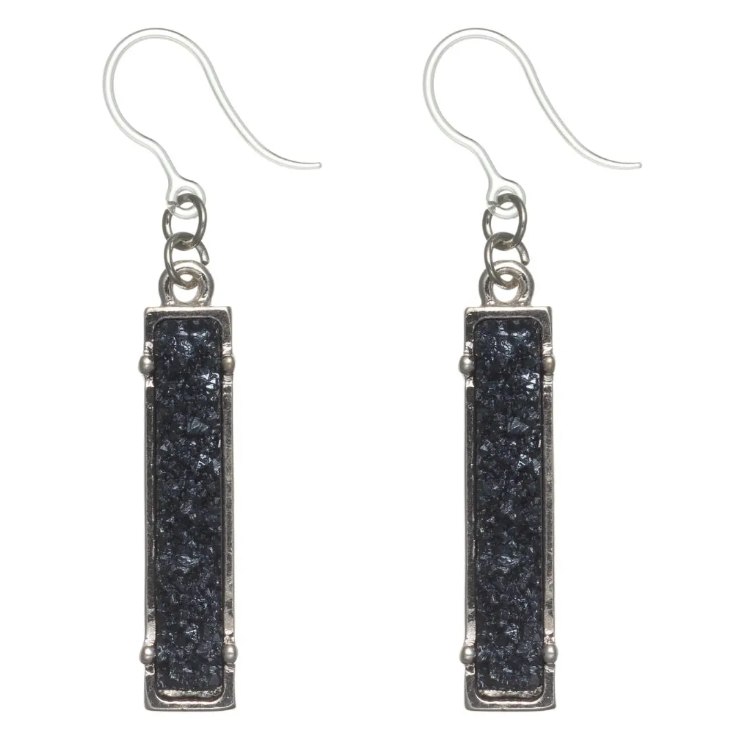 Faux Druzy Bar Dangles Hypoallergenic Earrings for Sensitive Ears Made with Plastic Posts