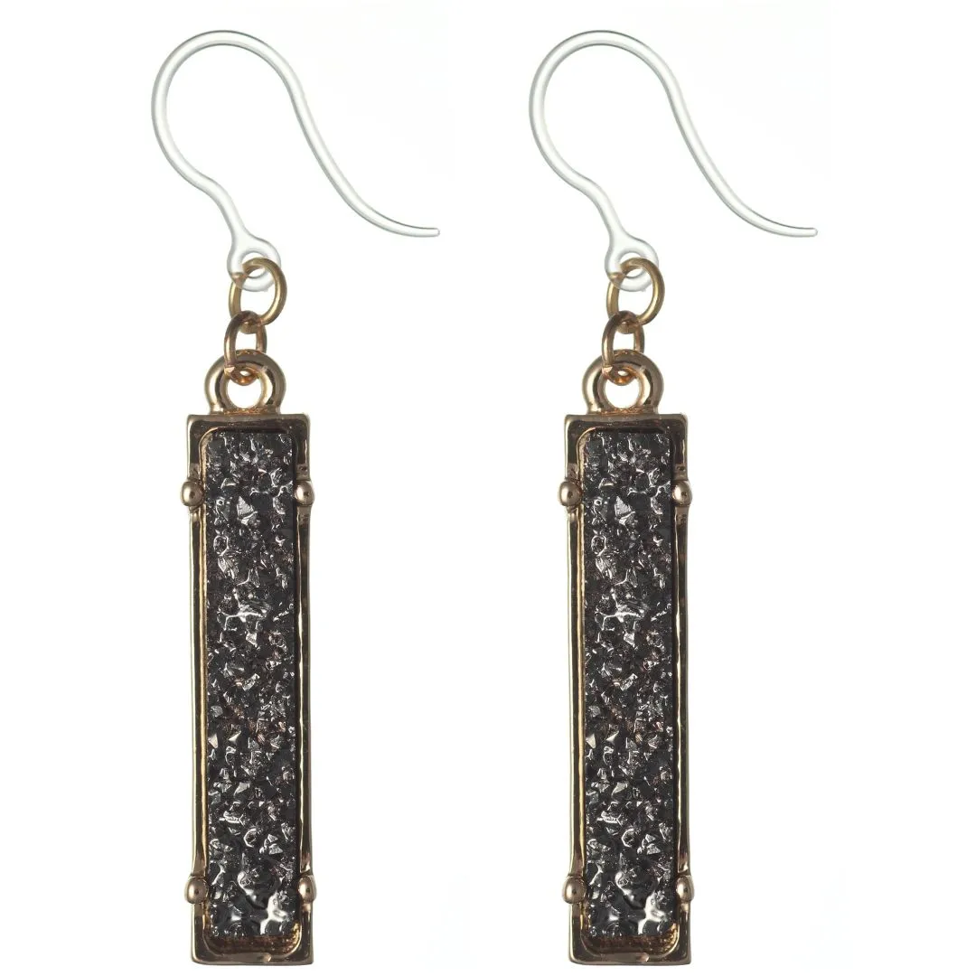 Faux Druzy Bar Dangles Hypoallergenic Earrings for Sensitive Ears Made with Plastic Posts