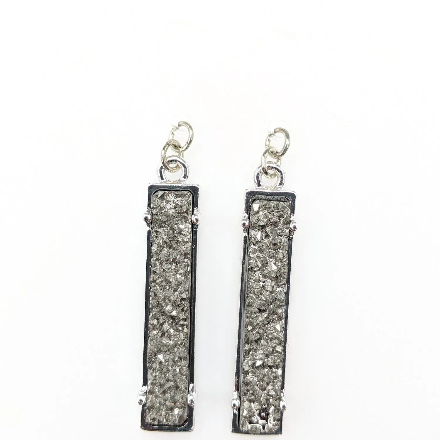 Faux Druzy Bar Dangles Hypoallergenic Earrings for Sensitive Ears Made with Plastic Posts