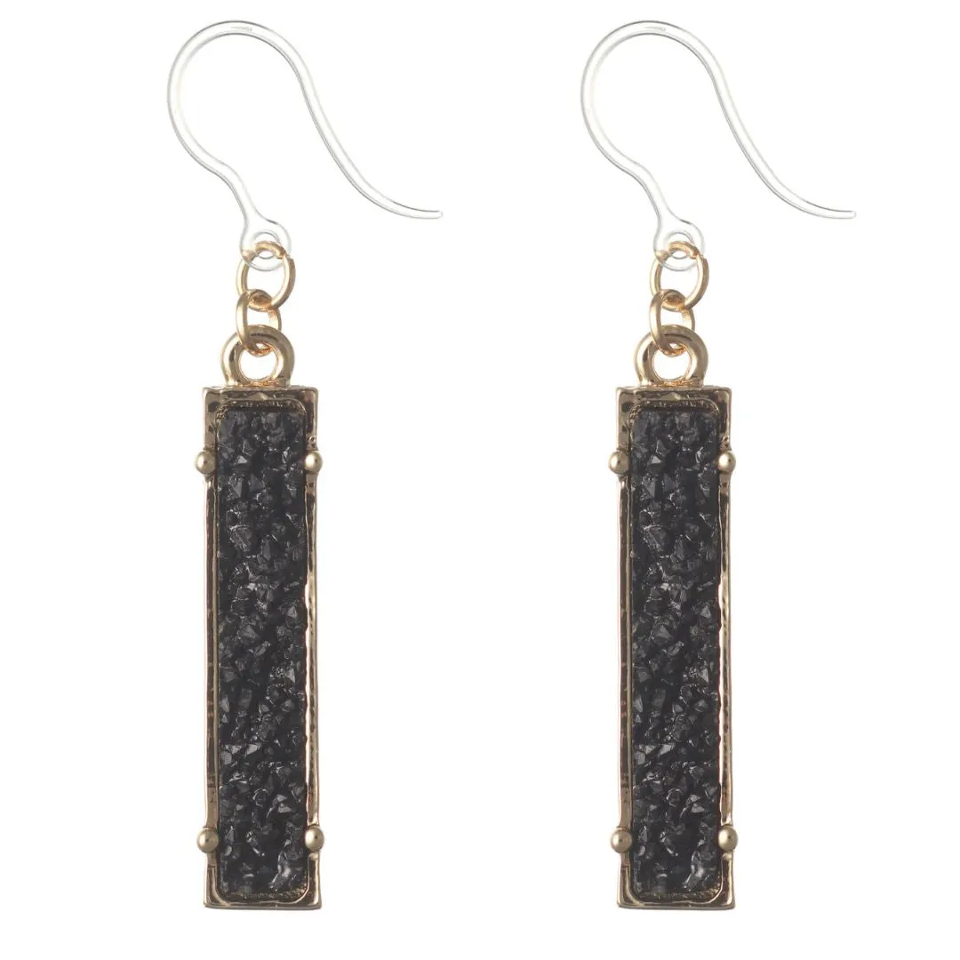 Faux Druzy Bar Dangles Hypoallergenic Earrings for Sensitive Ears Made with Plastic Posts