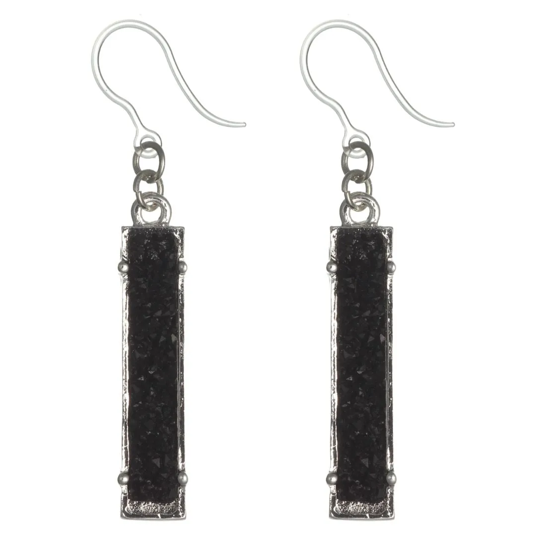 Faux Druzy Bar Dangles Hypoallergenic Earrings for Sensitive Ears Made with Plastic Posts