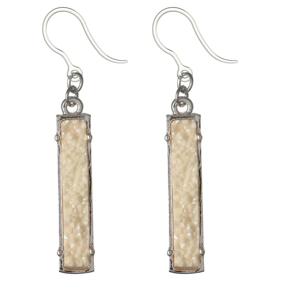 Faux Druzy Bar Dangles Hypoallergenic Earrings for Sensitive Ears Made with Plastic Posts