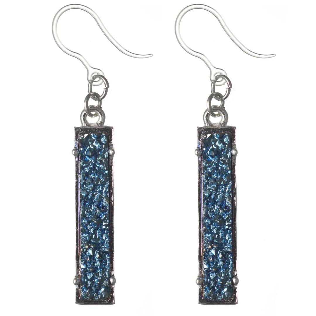 Faux Druzy Bar Dangles Hypoallergenic Earrings for Sensitive Ears Made with Plastic Posts