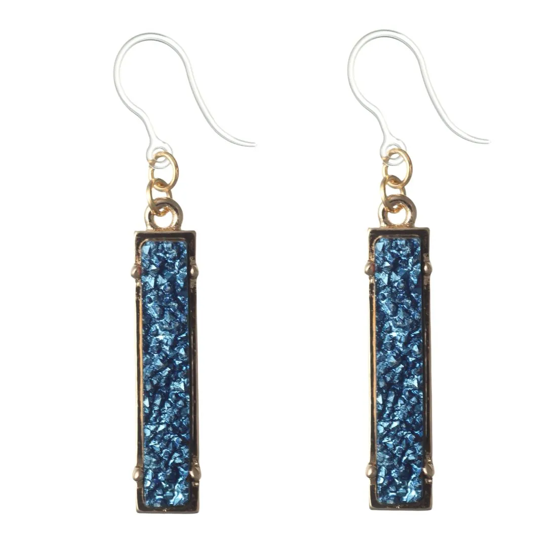 Faux Druzy Bar Dangles Hypoallergenic Earrings for Sensitive Ears Made with Plastic Posts