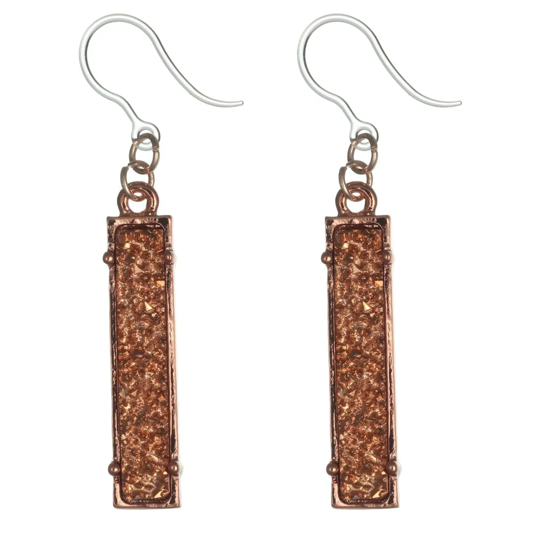 Faux Druzy Bar Dangles Hypoallergenic Earrings for Sensitive Ears Made with Plastic Posts