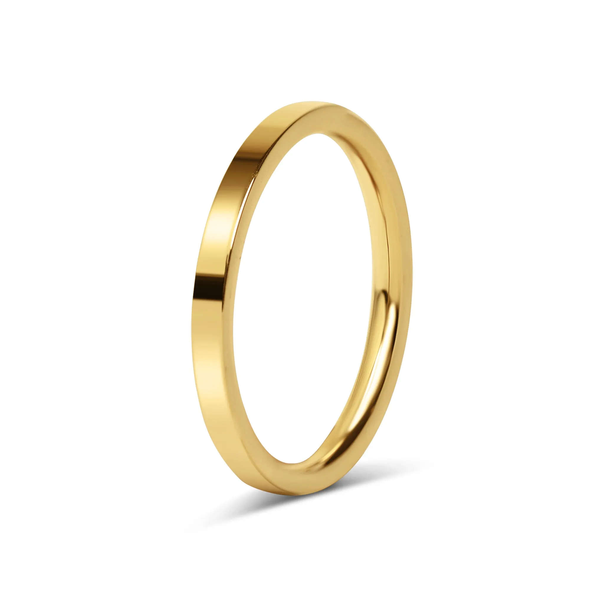 Flat Gold Stainless Steel Blank Ring / CFR7025