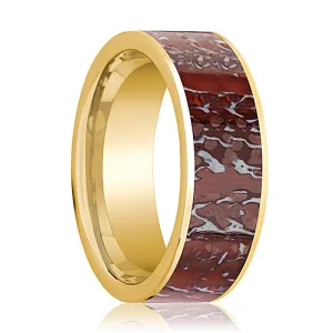 GAELAN | 14k Yellow Gold Red Dinosaur Bone Inlay