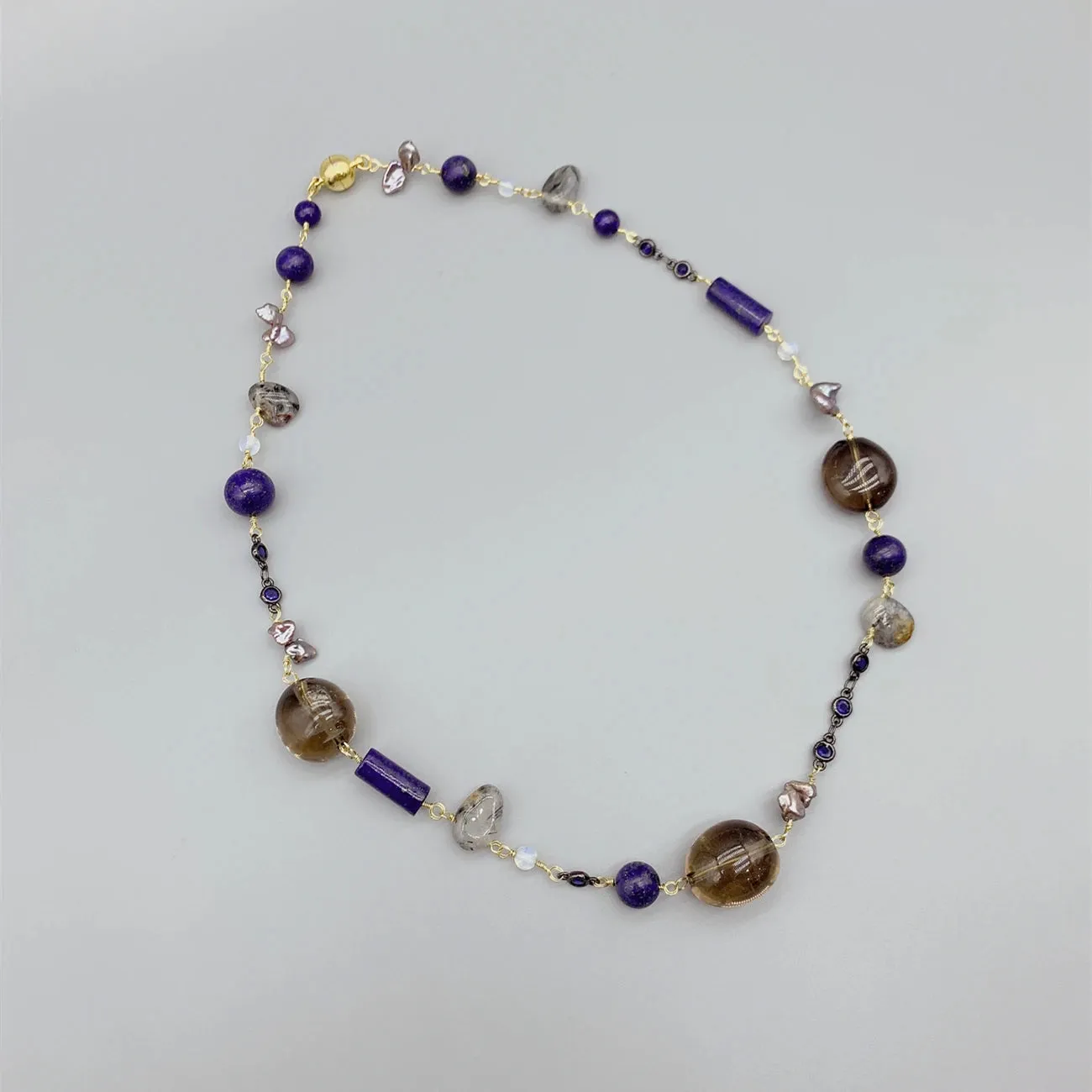 Gemstone Smoky Quartz & Keshi Pearl Choker