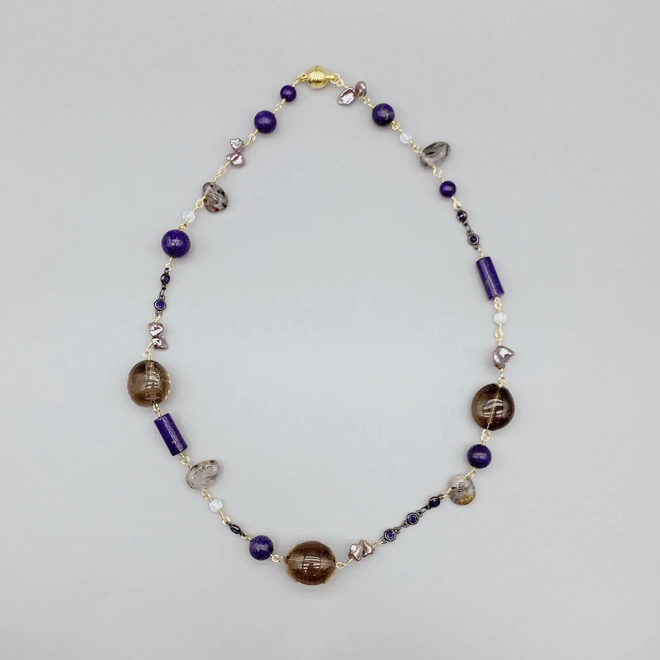 Gemstone Smoky Quartz & Keshi Pearl Choker