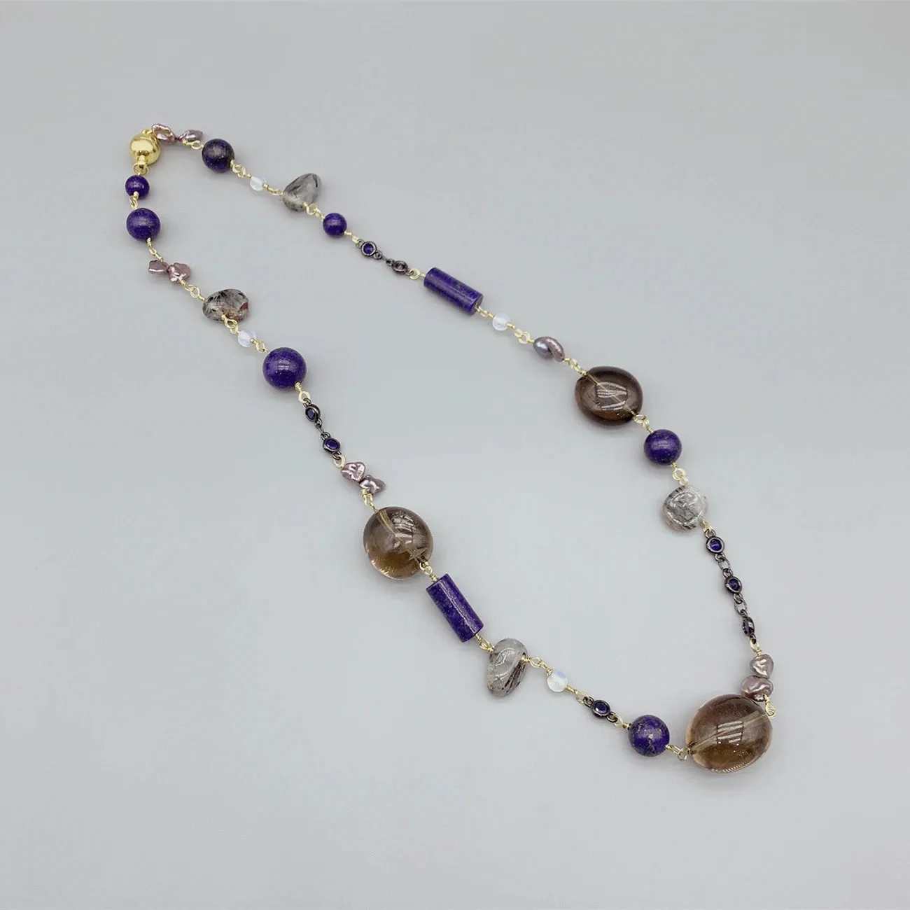 Gemstone Smoky Quartz & Keshi Pearl Choker