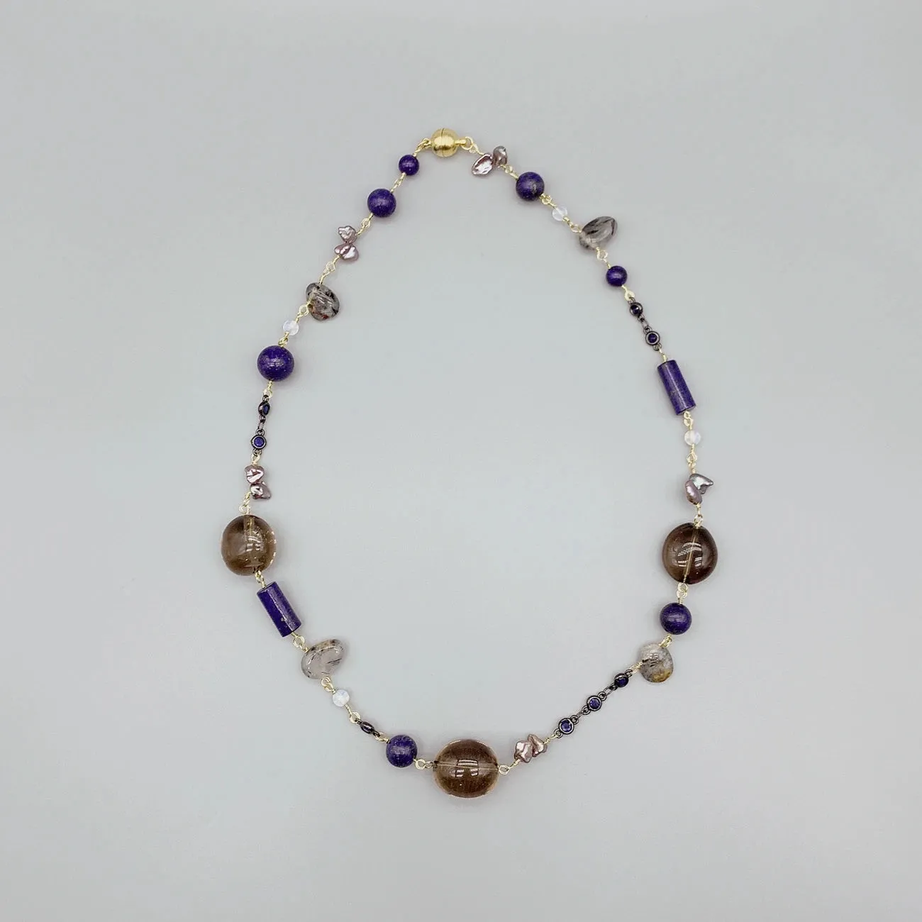 Gemstone Smoky Quartz & Keshi Pearl Choker