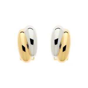 Gold & Platinum Curve Clip Earrings