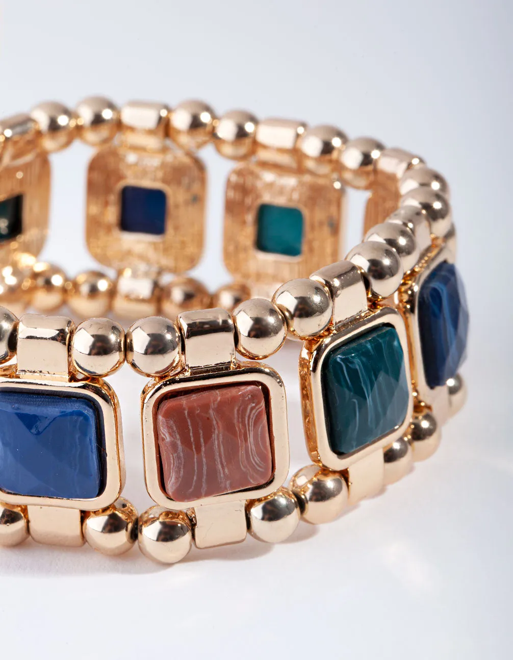 Gold Square Stone Bracelet