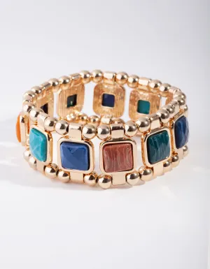 Gold Square Stone Bracelet