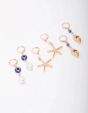 Gold Starfish Earring 3-Pack