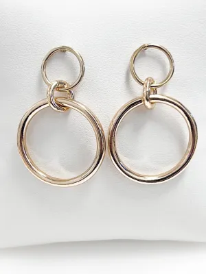 Hadley - Gold Triple Interlinking Circle Drop Earrings