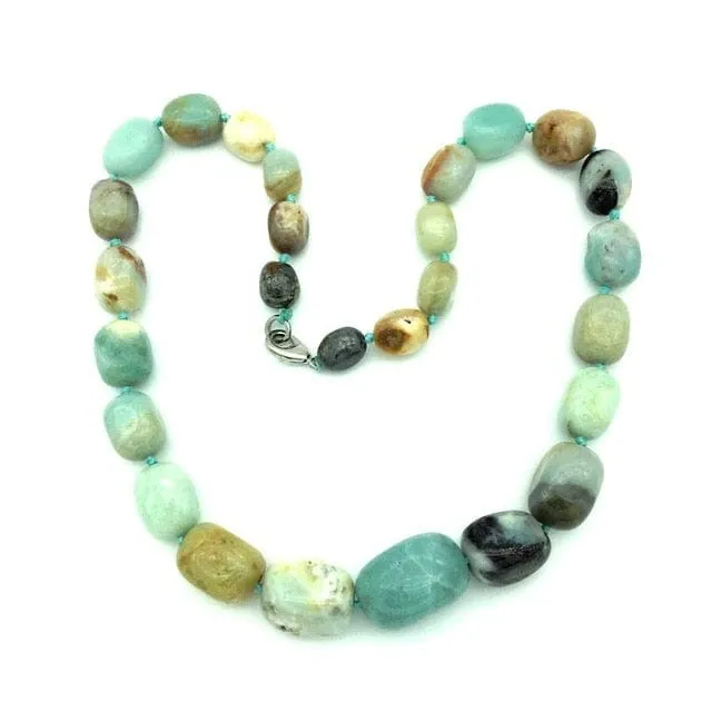 Hand-made Gradient Natural Stone Birthstone Necklaces Mottled Beads Size 9x12 mm to 16x24mm