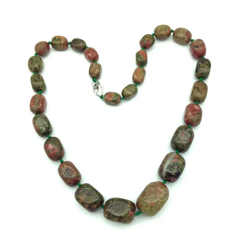 Hand-made Gradient Natural Stone Birthstone Necklaces Mottled Beads Size 9x12 mm to 16x24mm