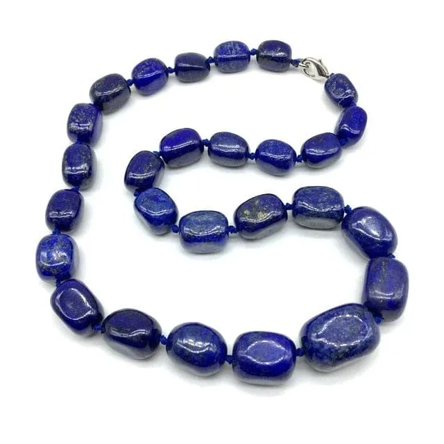 Hand-made Gradient Natural Stone Birthstone Necklaces Mottled Beads Size 9x12 mm to 16x24mm