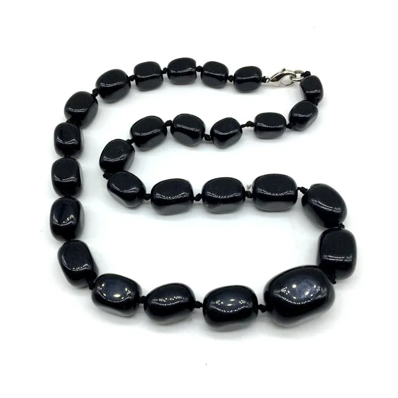 Hand-made Gradient Natural Stone Birthstone Necklaces Mottled Beads Size 9x12 mm to 16x24mm