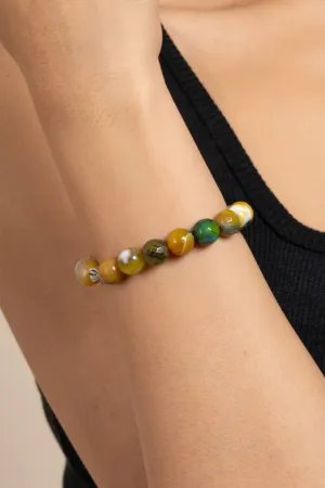 Handmade Yellow Green Semi Precious Onyx Bracelet for Elegant Everyday Wear