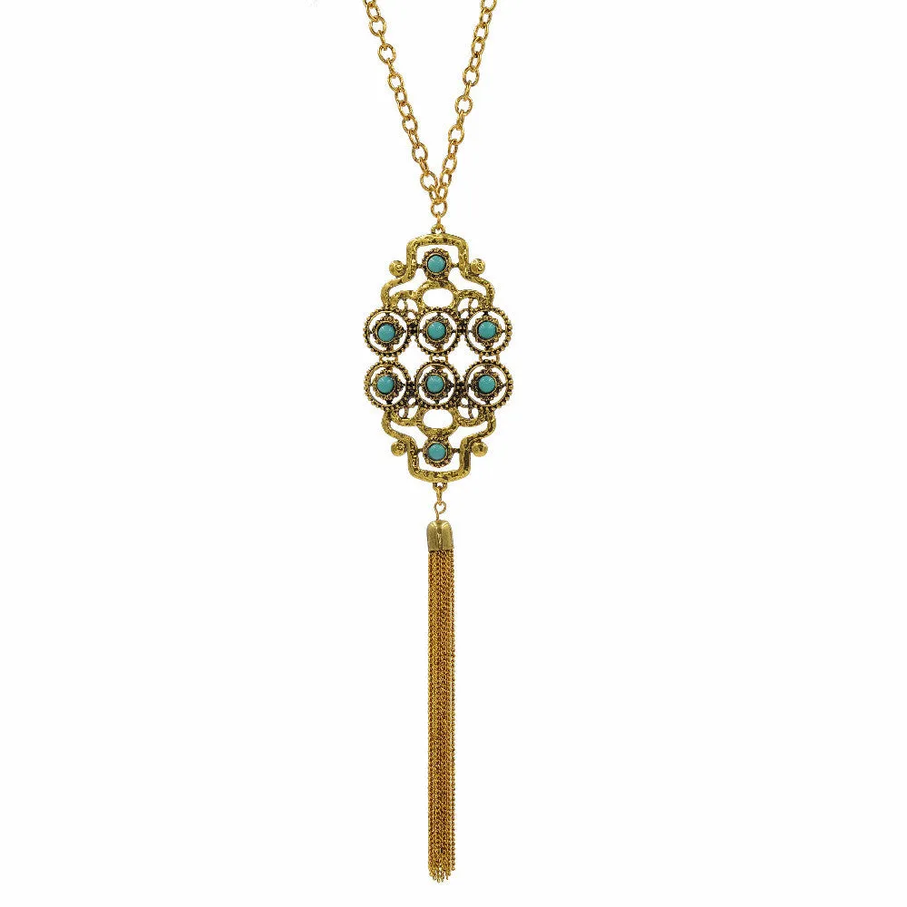 High Quality Fashion Jewelry Bohemia Ethnic Style Long Tassel Pendant Chain Necklace For Women