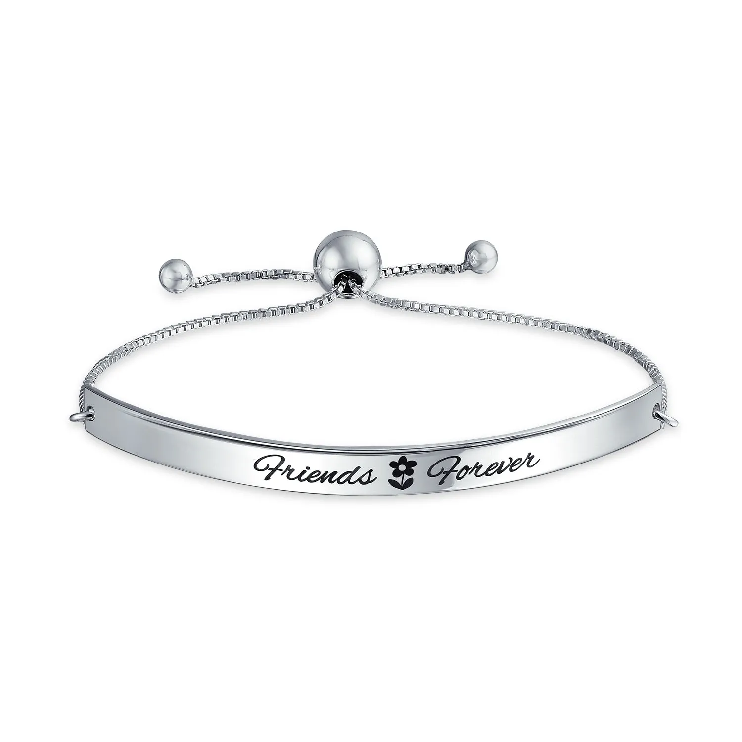 ID Bracelet Inspirational BFF Saying Sorority Best Friends Forever Gift Silver