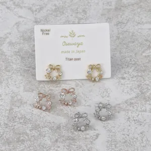 Jeweled Wreath Stud Earrings