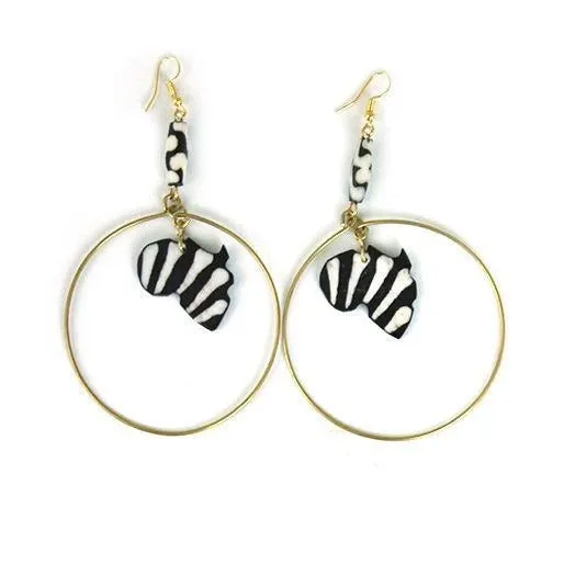 Kenyan Bone 'Batik Honey' Hoop Earrings