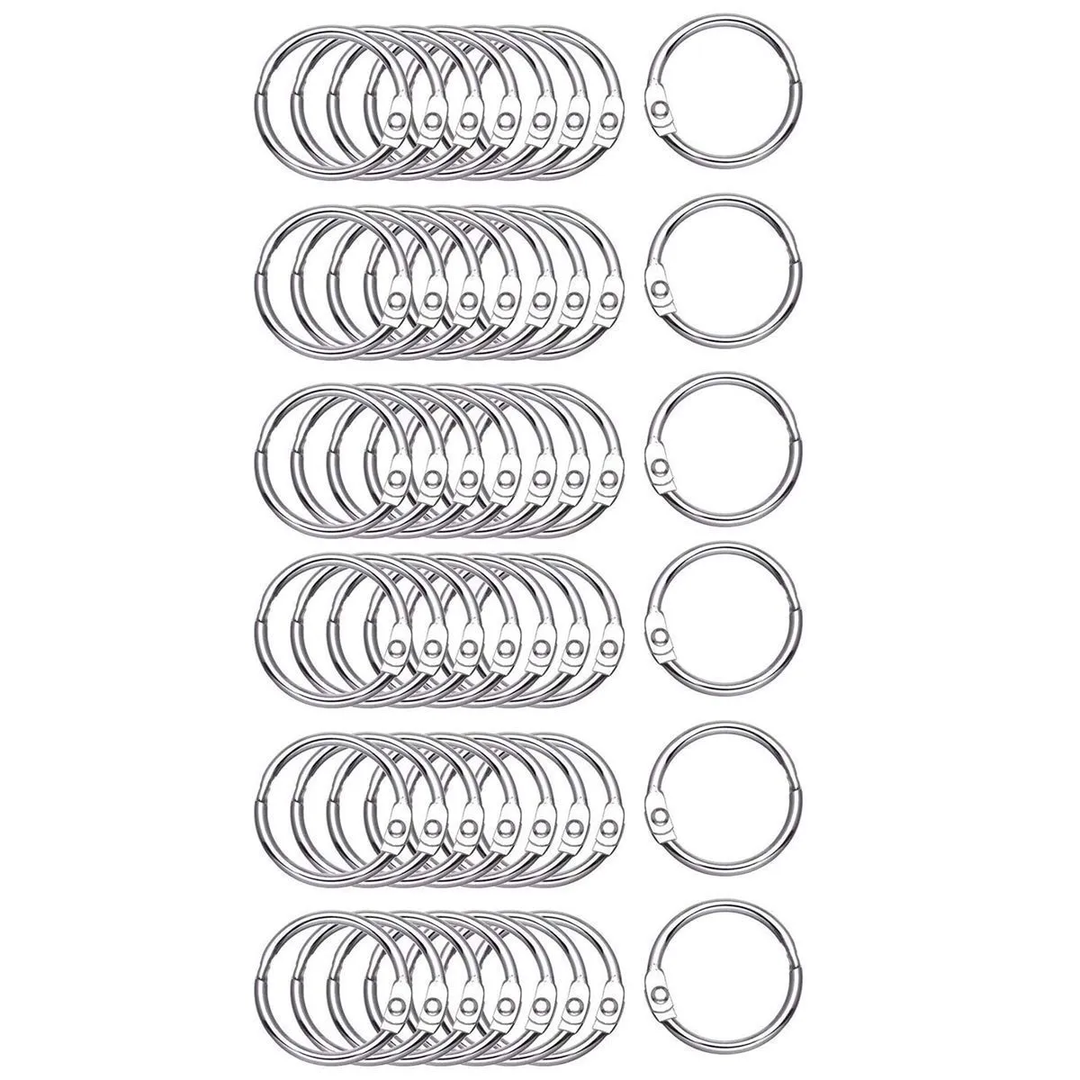 Kicko Metal Binder Rings - 48 Pack - 1 Inch Steel Interlocking Hoops - as School