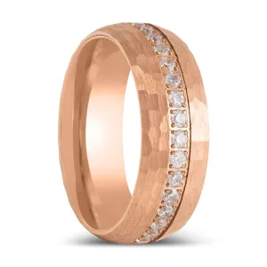 LOPEZVILLE | Rose Gold Tungsten Ring with Round Cut White CZ