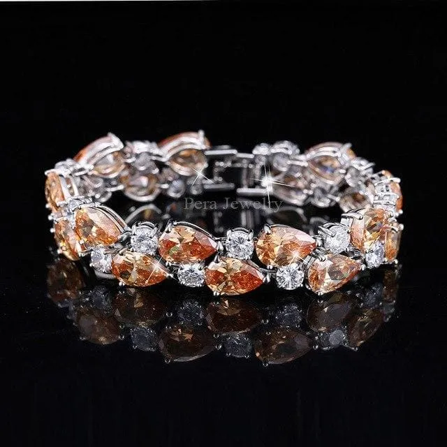 Luxury CZ Green Cubic Zirconia Stone Large Charm Bracelet