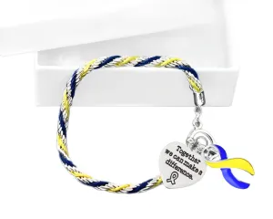 Make A Difference Blue & Yellow Ribbon Rope Bracelets